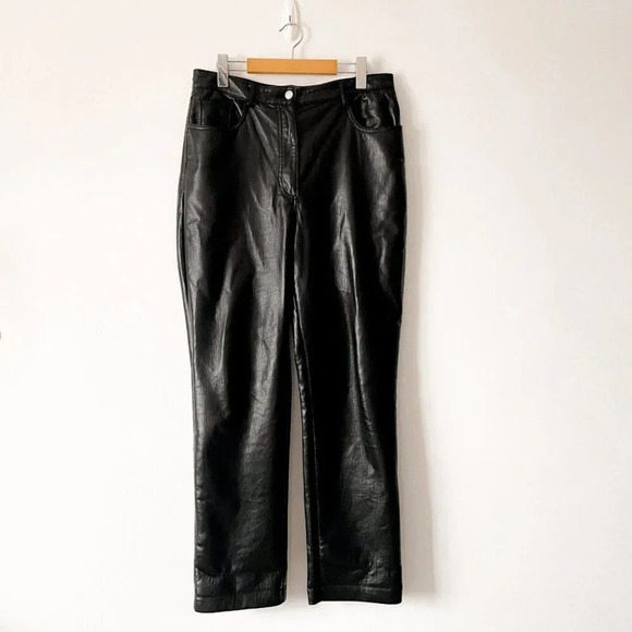 Aritzia Wilfred The Melina Pant High Waisted Vegan Leather Pants Black Size 12 - Picture 5 of 10